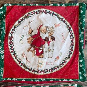 2 Vintage Norman Rockwell Red and Green Holiday Pillow Covers 16x18